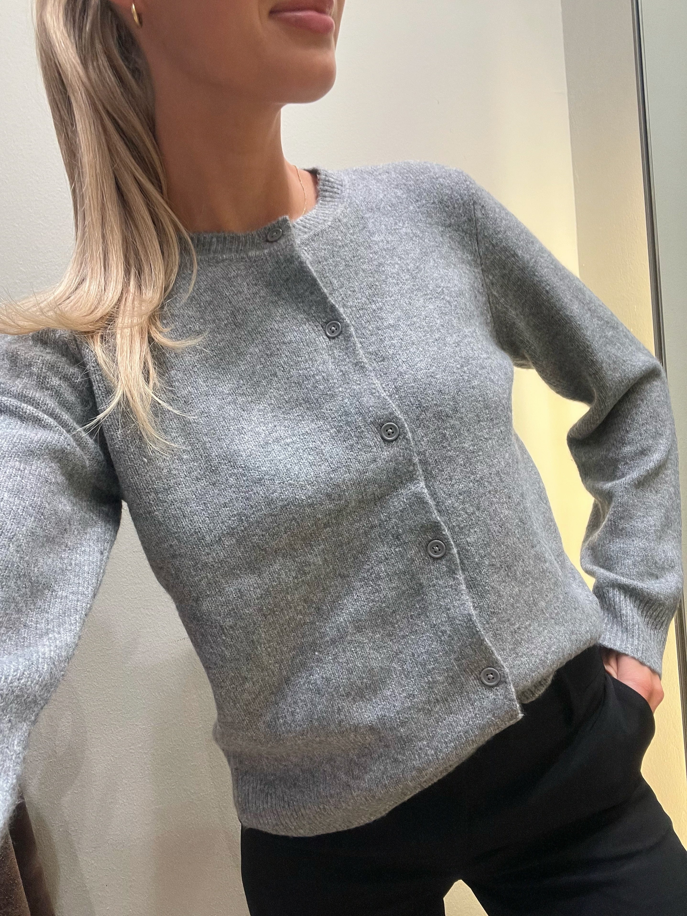 PCMALOU Knit Cardigan - Medium Grey Melange